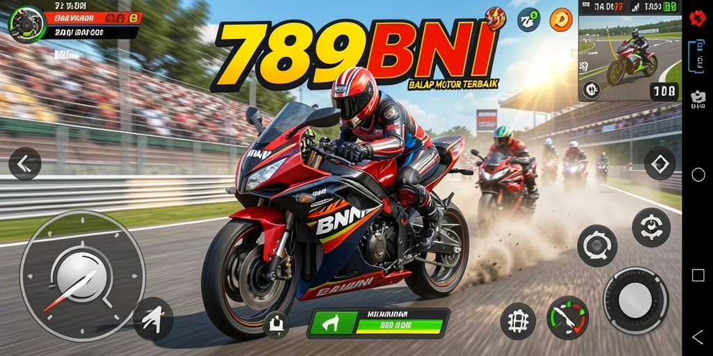 Gameplay seru 789BNI saat balapan motor.