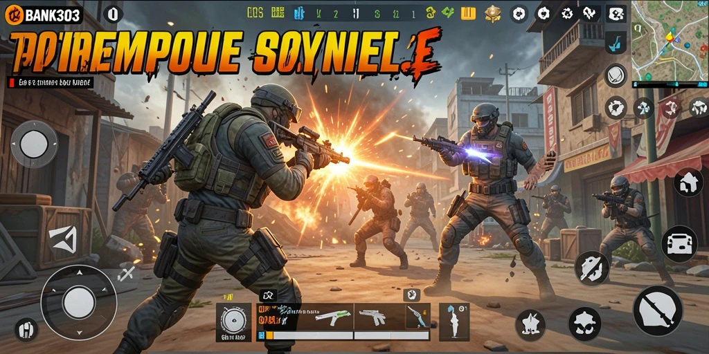 Tangkapan layar permainan BANK303 menampilkan aksi Battle Royale yang mendebarkan.