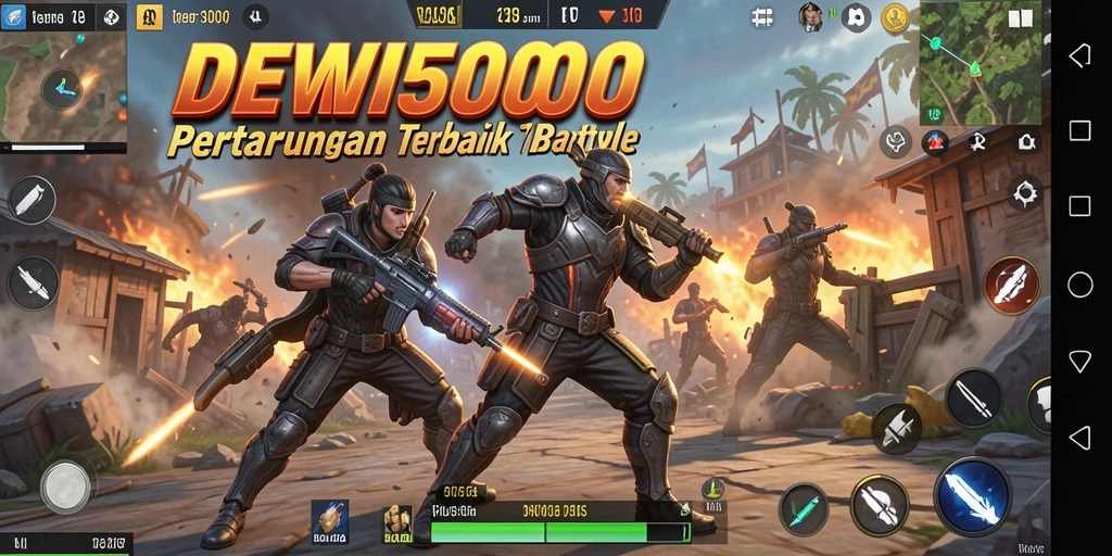Screenshot gameplay DEWI5000 menampilkan aksi seru dalam battle royale.