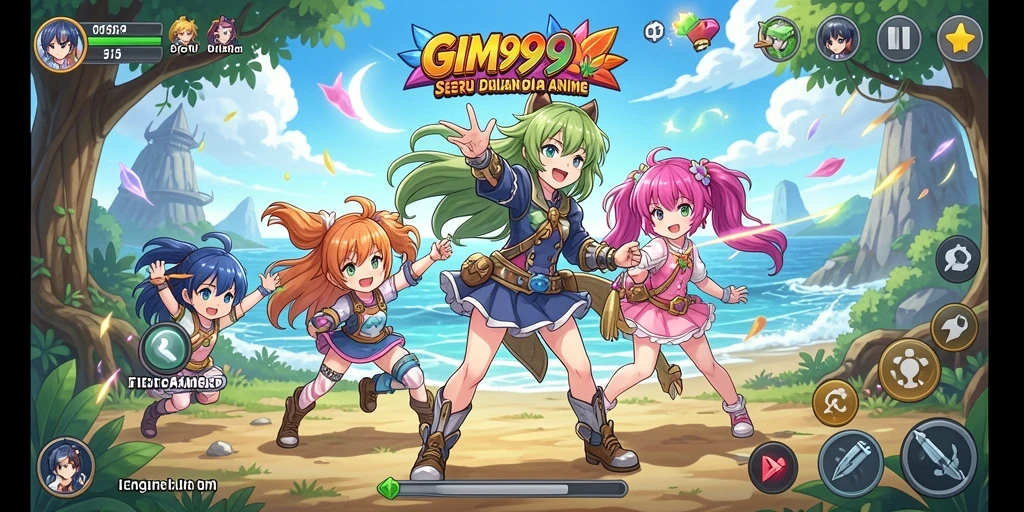 Gameplay GIM999 menampilkan aksi dan karakter anime yang menarik.