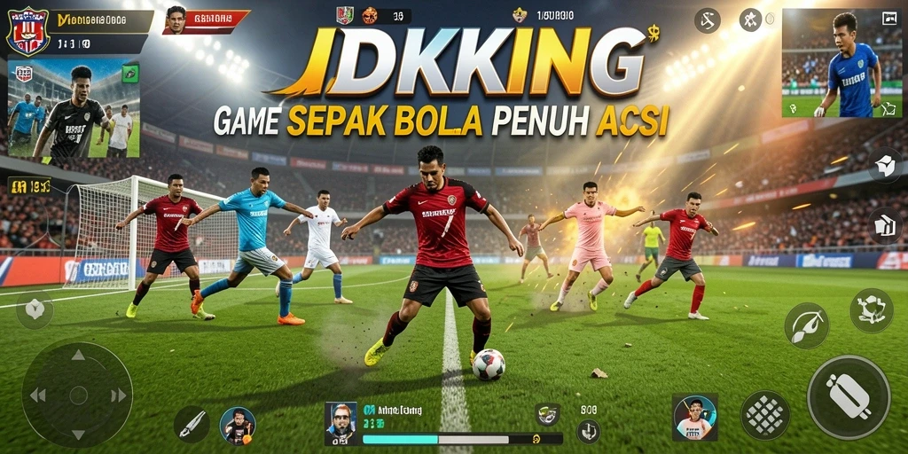 Gameplay menegangkan dalam IDRKING saat pertandingan sepak bola.