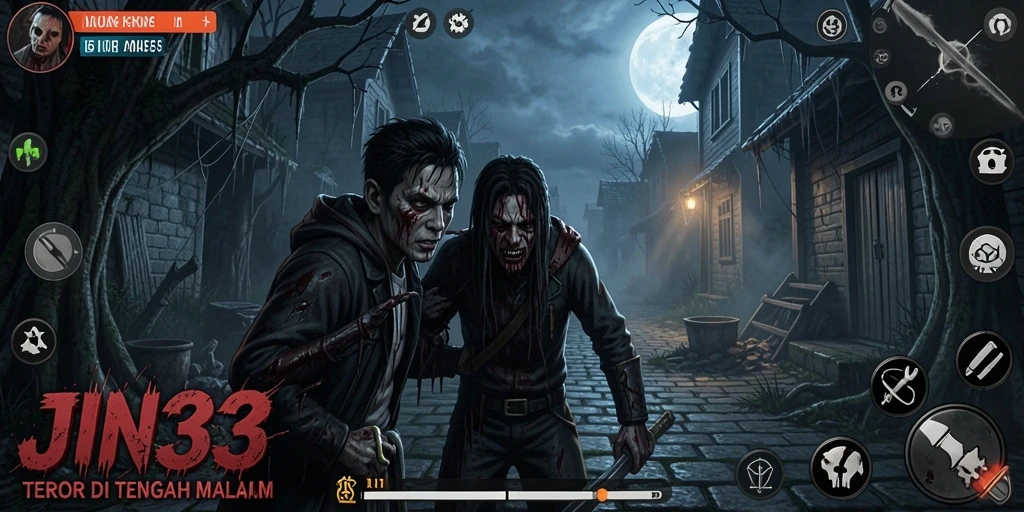 Screenshot menampilkan suasana mencekam dan gameplay JIN33.