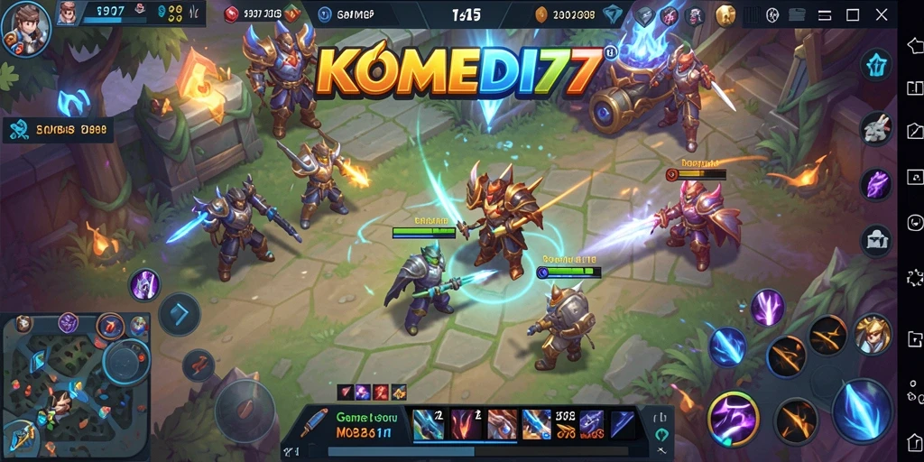 Tampilan gameplay seru dalam KOMEDI77 dengan karakter lucu.