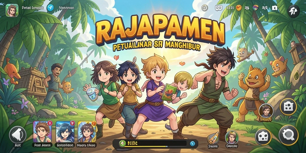 Screenshot gameplay RAJAPAMEN dengan karakter anime yang menarik.